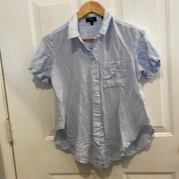 Theory blue button down short sleeve shirt medium - Picture 10 of 10